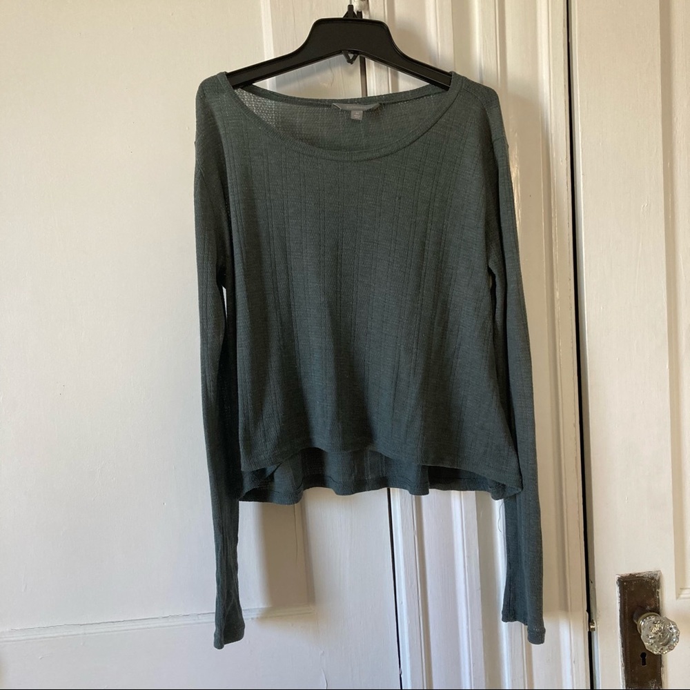 Rubbish Knit Long Sleeve Swing Cropped Top